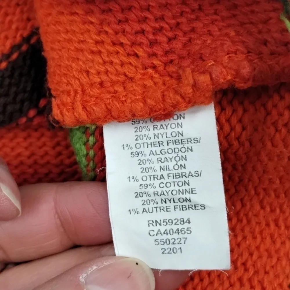 The Childrens Place Girls size 10/12 orange beige green with fringe shawl/poncho